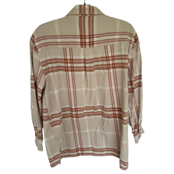 Spell & the Gypsy Basecamp Flannel button up in Musk small cozy plaid cotton - Picture 5 of 8